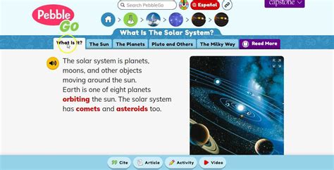 Pebblego pebblego - Region 1 ESC is providing you with the Science module of the PebbleGo K-2 database. Use PebbleGo Science to help your young students build confidence in their technology, research, and reading skills. The word highlighting and natural voice audio allows readers and pre-readers to easily follow along with the text as they build vocabulary ...